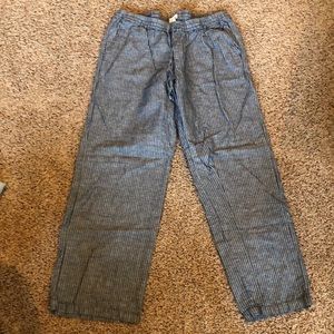 Navy Striped Linen Pants